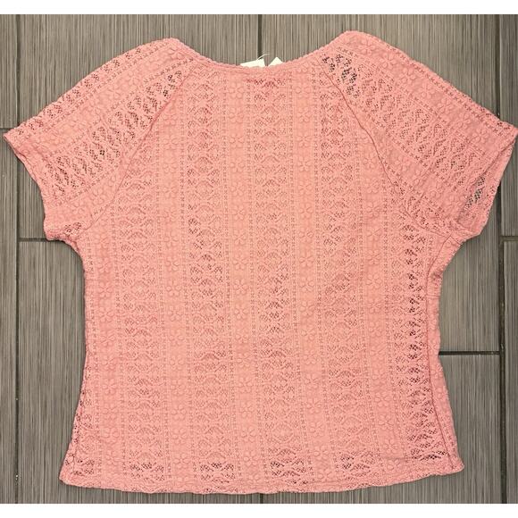No Boundaries Women’s Pink Lace Milkmaid Short Sleeve Top Size XXL Coquette - Picture 5 of 6